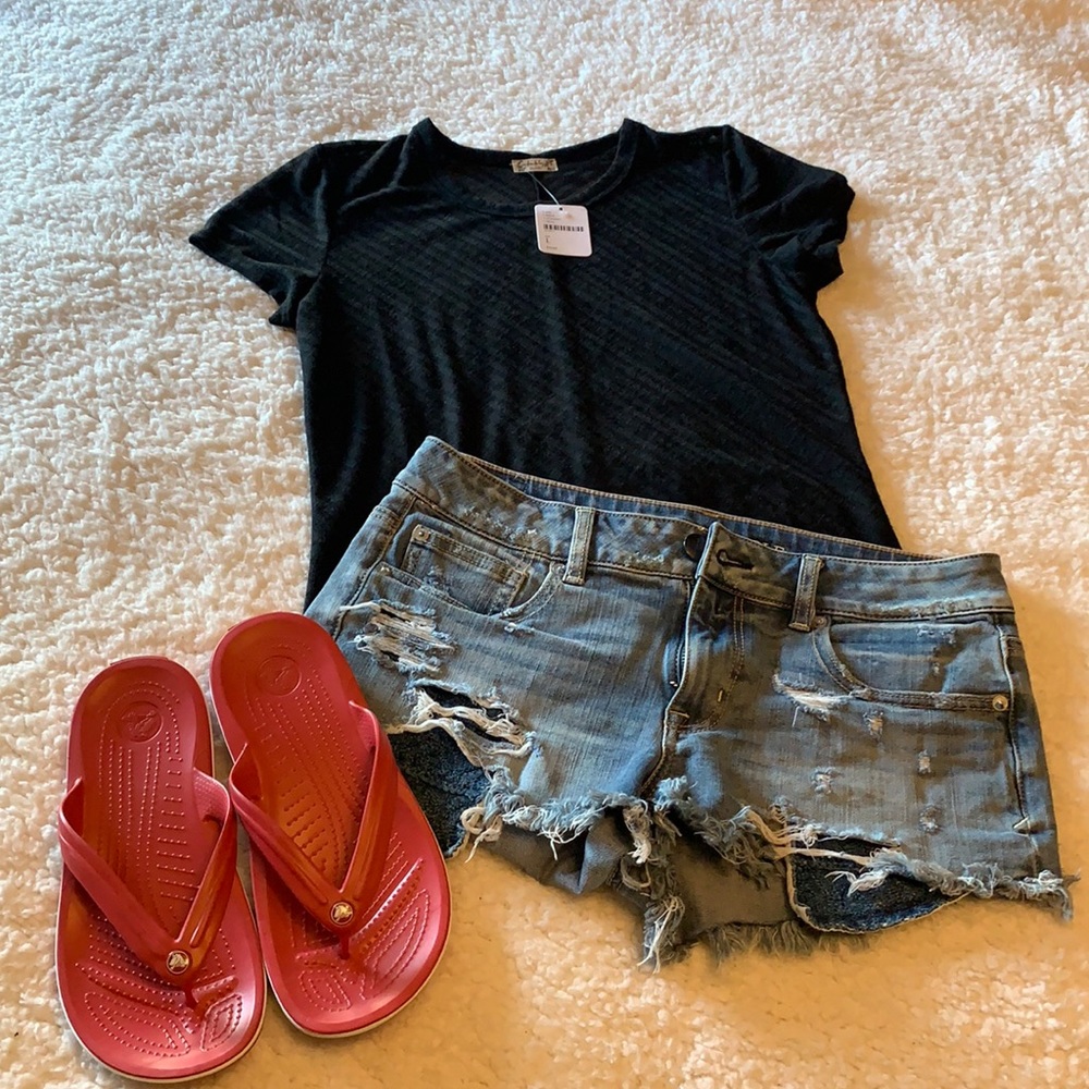 NWT Free People Sheer black t-shirt
